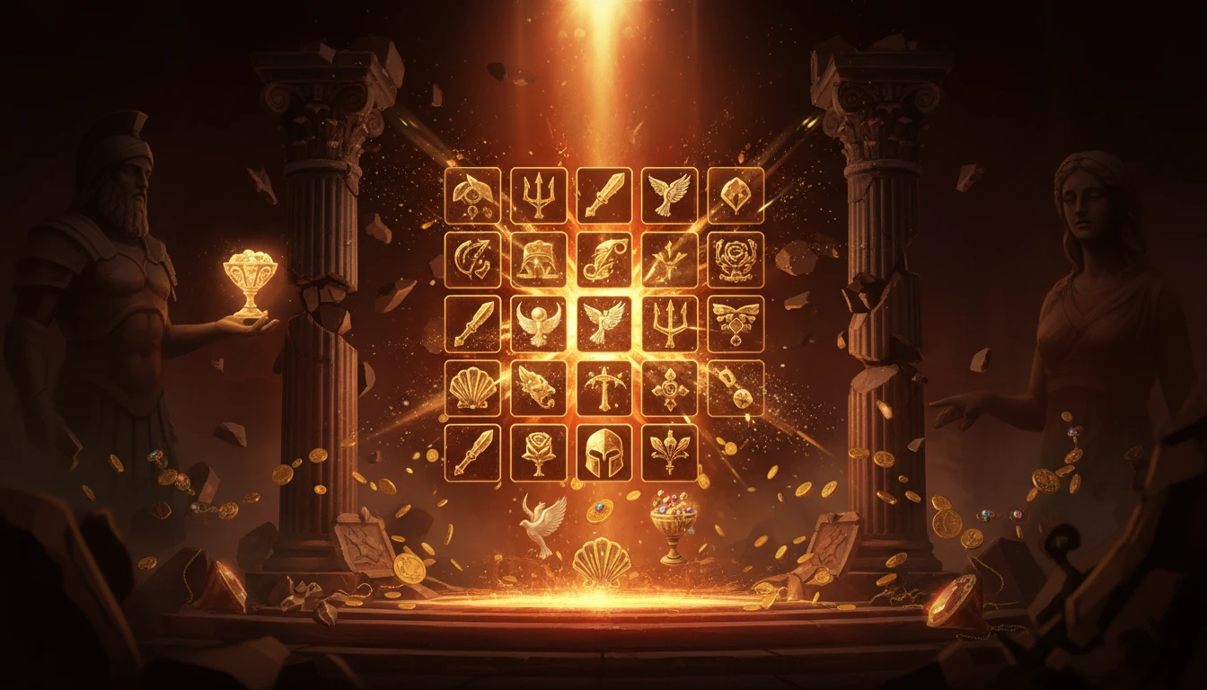 Hearts of Venus 6x5 grid during a cascade after a winning symbol match
